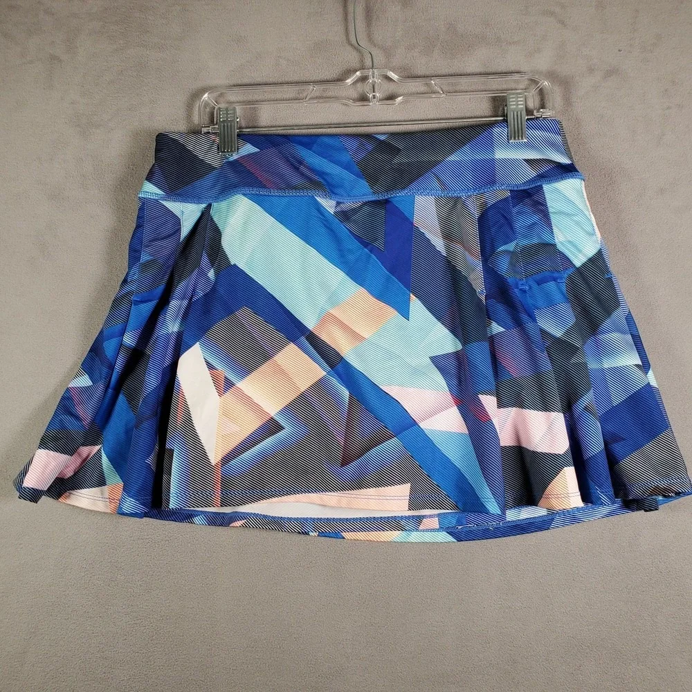 Athleta Skort Womens L Blue Geometric Print‎ Active Performance Pickleball Golf